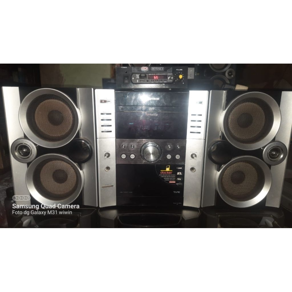Mini Compo HiFi Polytron Funtastix SpeakerDouble Woofer with Docker + Modul Bluetooth Portable