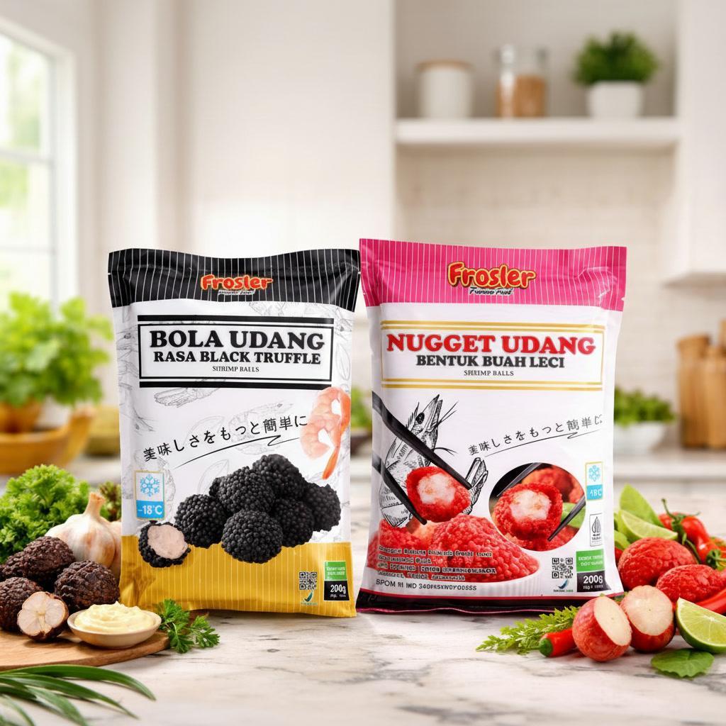 Nugget Udang Lychee Truffle Premium FROSLER Halal BPOM Gurih Udang Aroma Leci Frozen Food Lezat Prak