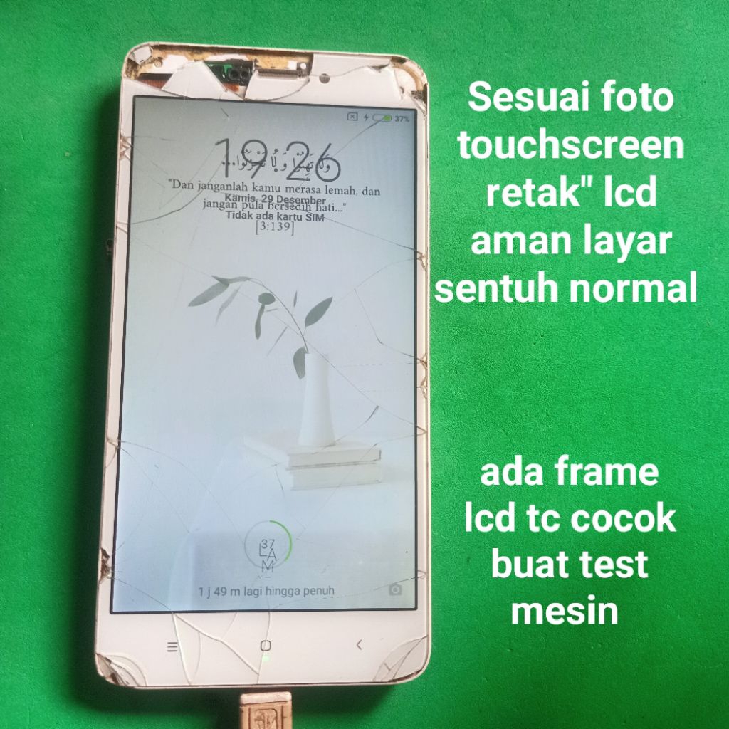Lcd Redmi 4A Copotan minus touchscreen retak sesuai foto ( MESIN DAN KOMPONEN TIDAK DI JUAL HAYA BUA