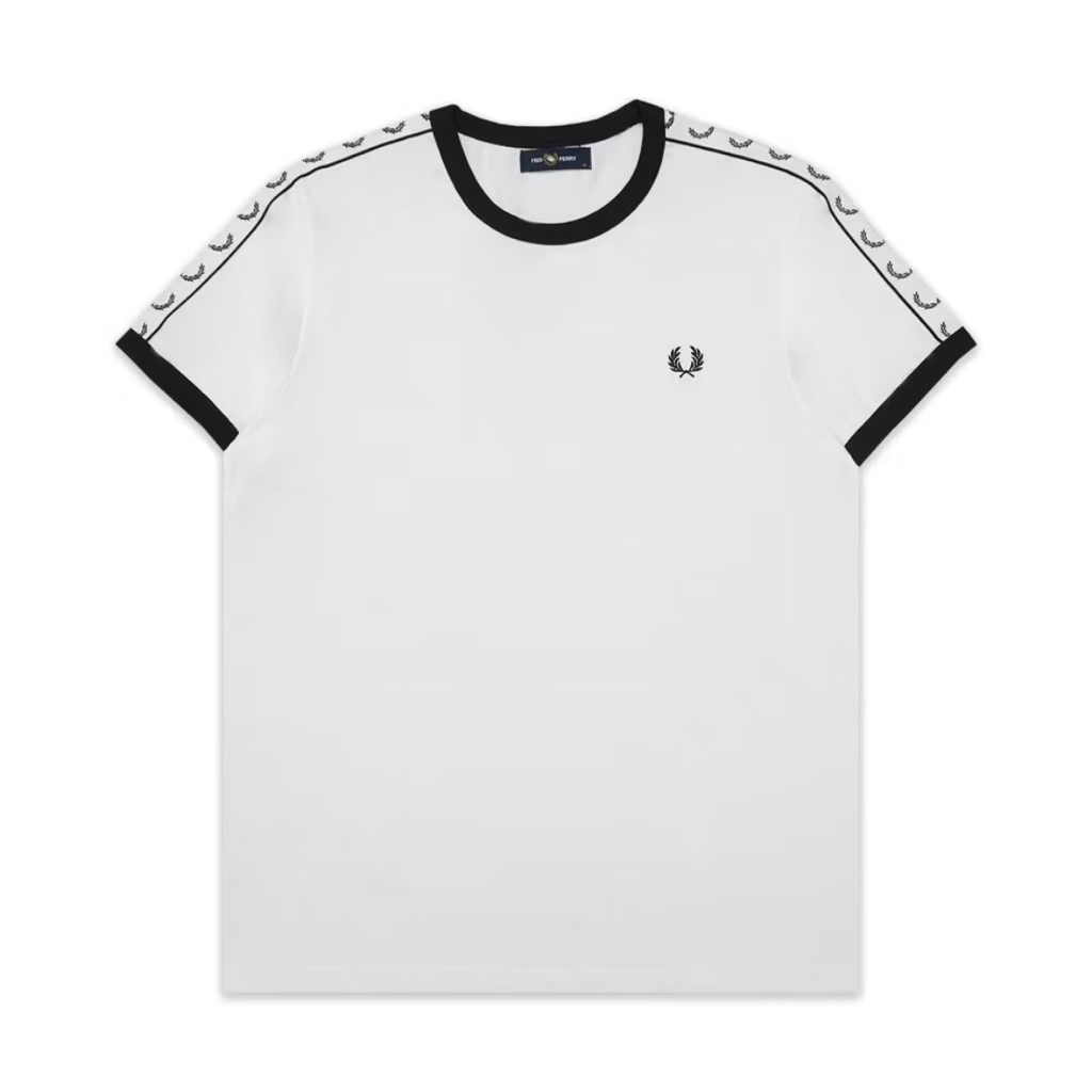 KAOS FRED PERRY TAPED PUTIH