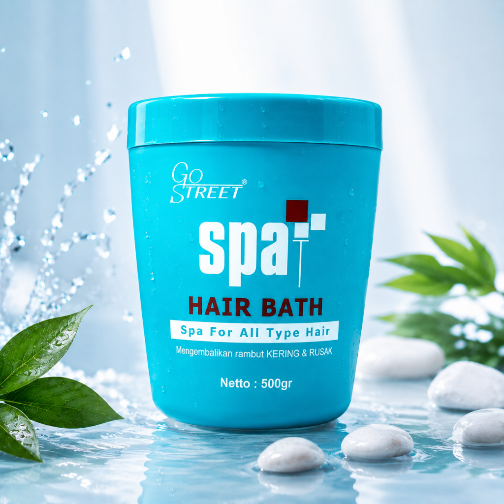 GO STREET Spa Hair Bath 1000ml – Hair Mask Creambath Profesional untuk Rambut Rusak, Kering, Halus &