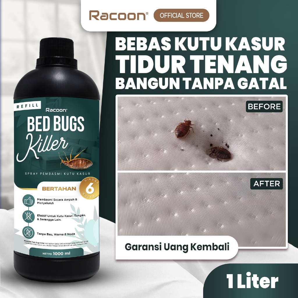 Racoon Obat Anti Kutu Kasur 1 LITER Racoon Bed Bugs Killer / Tungau / Tahan 6 bulan kutu busuk