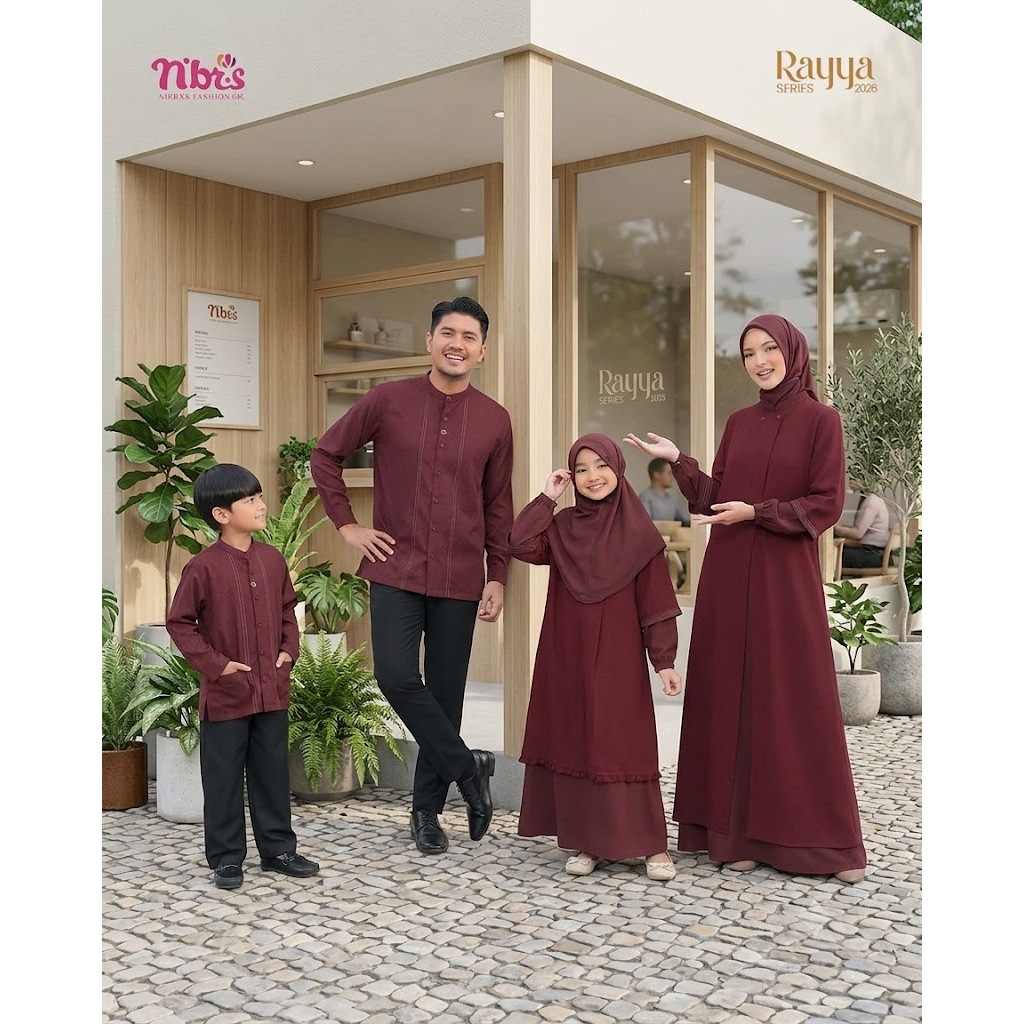 SARIMBIT NIBRAS 2026 DIARAYYAKU LYDIA MAROON SERAGAM KELUARGA GAMIS BAJU KOKO DEWASA REMAJA ANAK LAK