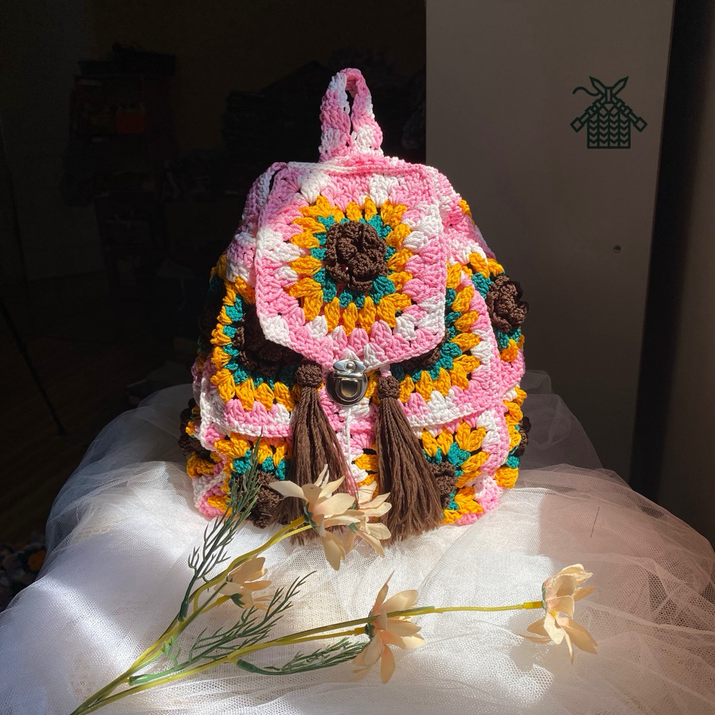 Ransel granny/ tas rajut handmade premium/ ransel semu ausia