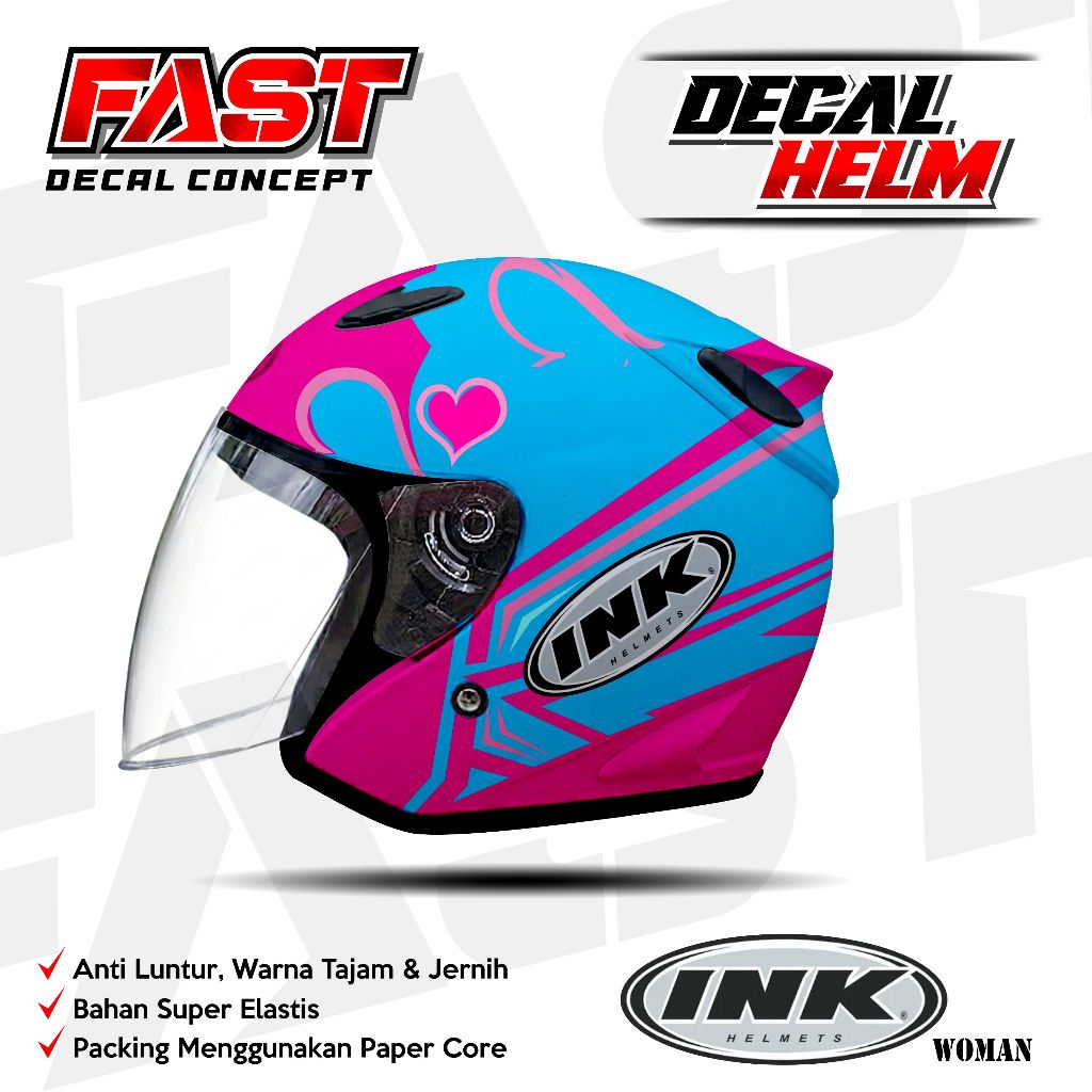 Terbaru Decal stiker helm INK half face  Motif Racing Livery  HELM INK Design Sticker Helm Anti Puda