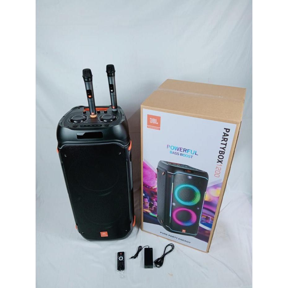 Speaker JBL PARTYBOX 1200 / PARTY BOX1200 -komplit mic 2 buah – Portable Party Speaker Up to 12 Hours of Play time Dual Mic & Guitar Inputs1200 – Portable Party Speaker Up to 12 Hours of Play time Dual Mic & Guitar Inputs