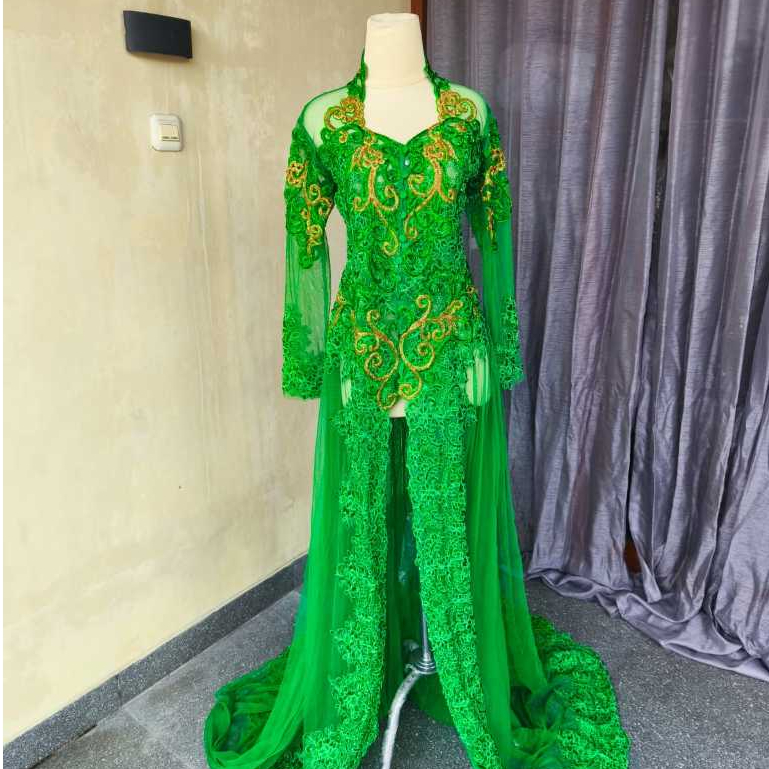 Kebaya Pengantin Hijau Daun 08 (-kancing)