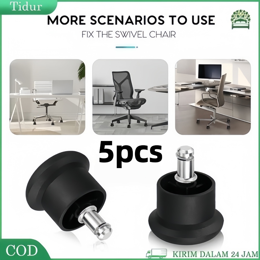 5pcs/Set Roda Statis/Roda Kastor Stabil Roda/ Kursi Kantor Stabil/ Glyder Tancap/ Kaki Kursi Kantor