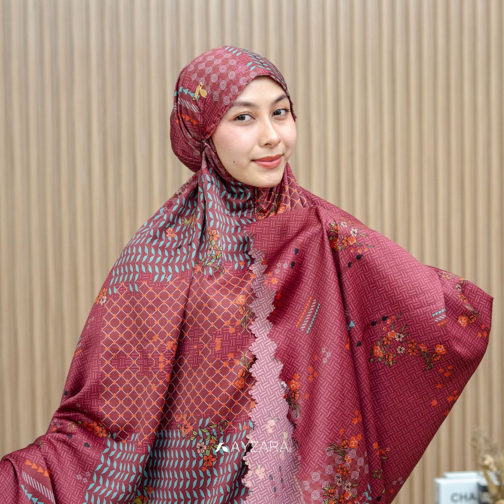 Ayzara - Mukena Dewasa Zamora Silk Tas Premium Motif