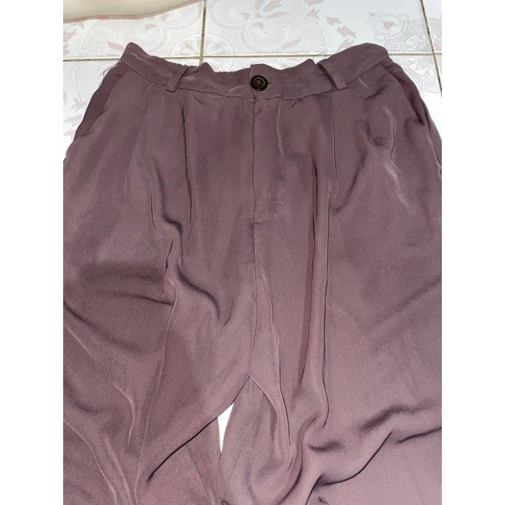 PL loose pants warna mauve