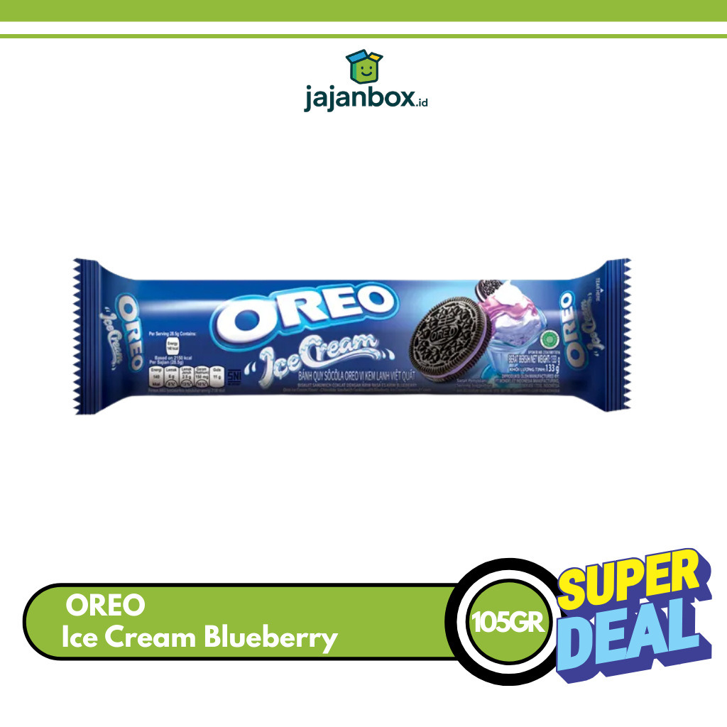 Oreo Biskuit Sandwich Ice Cream Blueberry 105 Gram