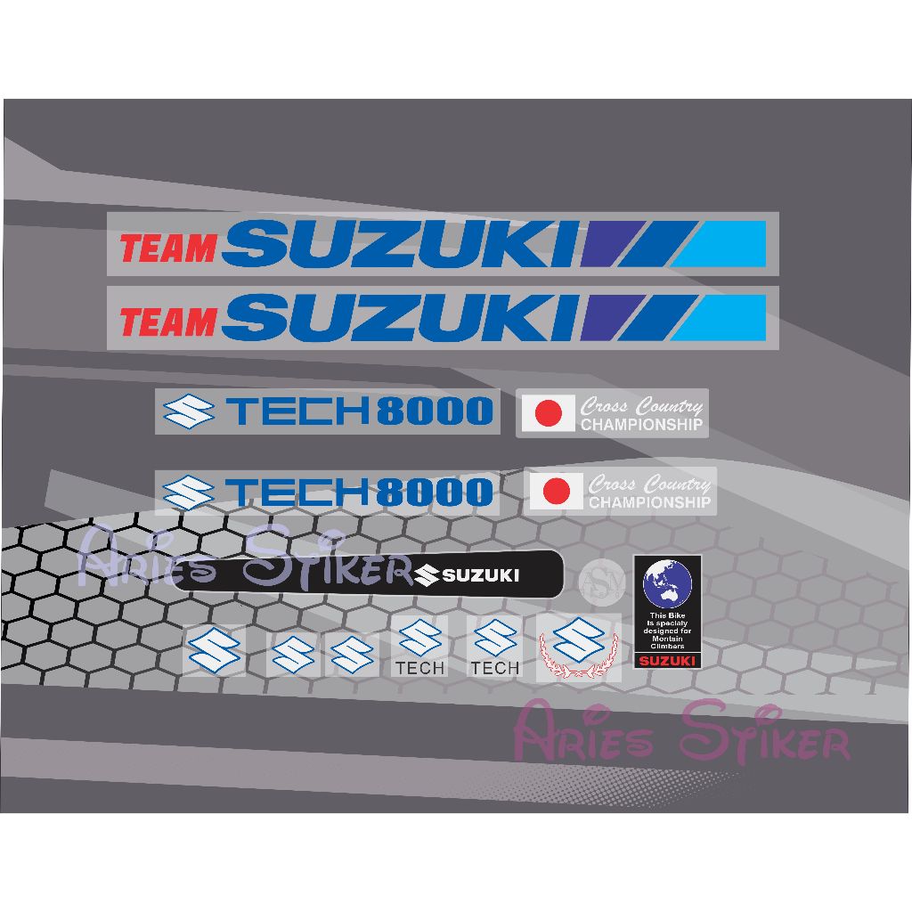 DECAL STIKER SEPEDA SUZUKI TECH 8000 TRANSPARAN
