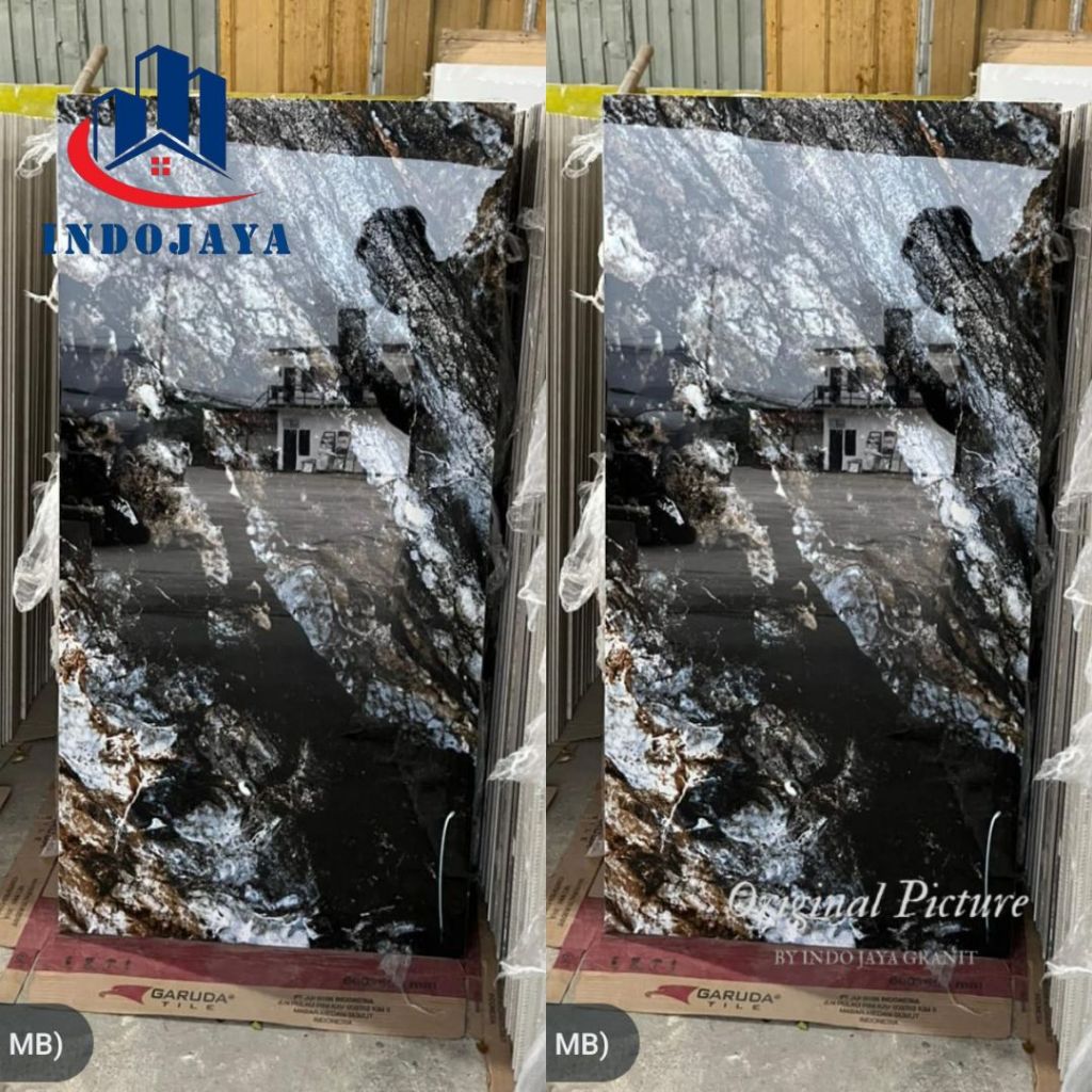 granit lantai/dinding 60x120 motif marmer luxury black series by garuda keramik glass polysheed