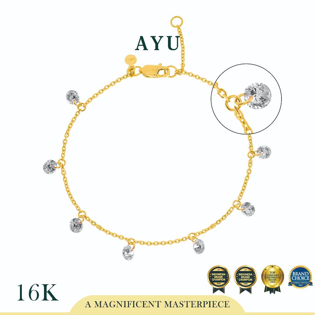 AYU Gelang Kaki Emas - 8 Candy Pop Chain Anklet 16k Yellow Gold