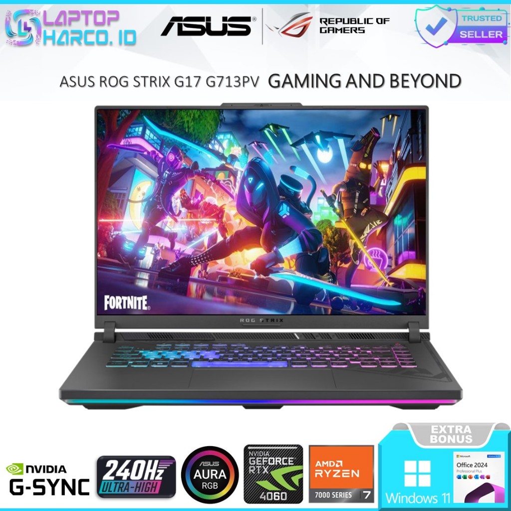 Laptop Asus ROG Strix G17 G713PV Ryzen 9 7845HX RTX 4060 RAM 32GB 1TB 17.3" WQHD 240HZ