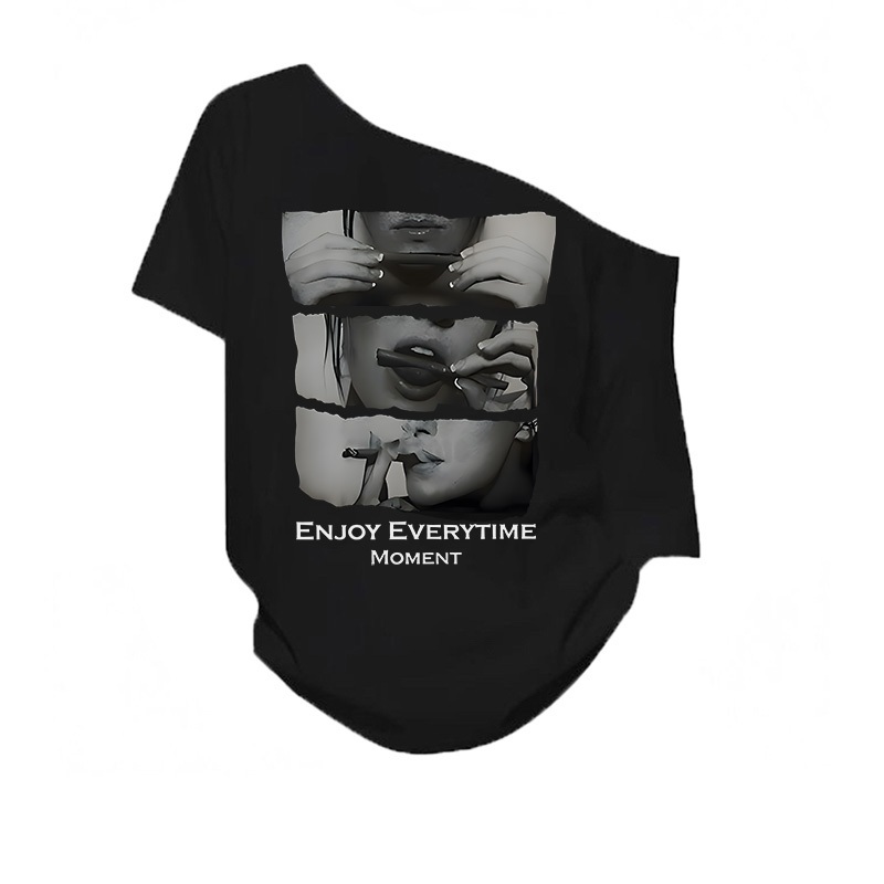 Sabrina T-shirt Oversize Three smoking women Baju Kaos Korean Style | Pria Wanita