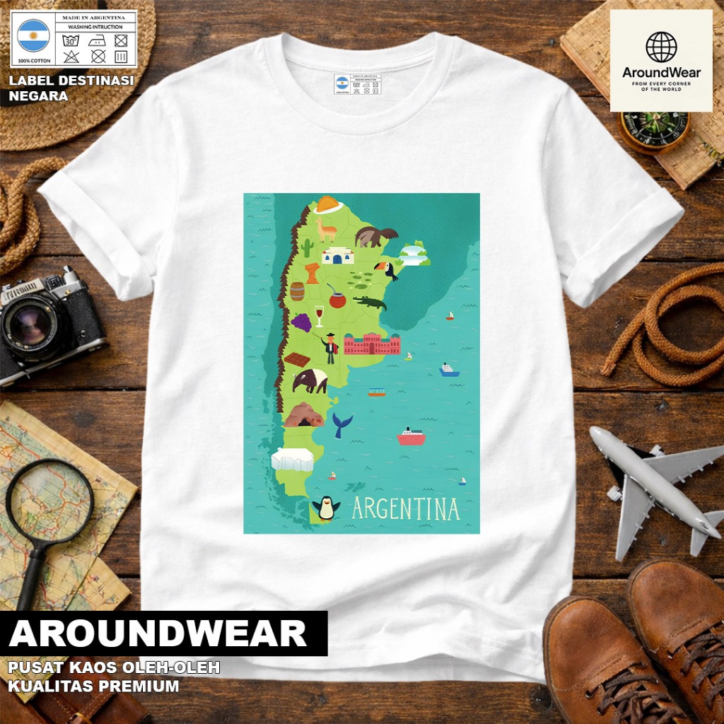 BAJU KAOS OLEH OLEH ARGENTINA 29, PAKAI TAG NEGARA ASAL ARGENTINA BAHAN SOUVENIR PREMIUM GIFT