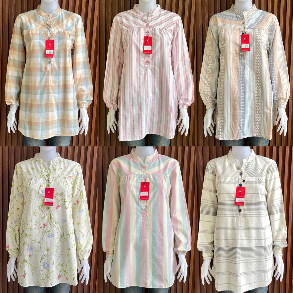 Tunik Eclo Tunik Wanita 3C Motif Kotak Kotak Tunik Wanita Bahan Katun Premium