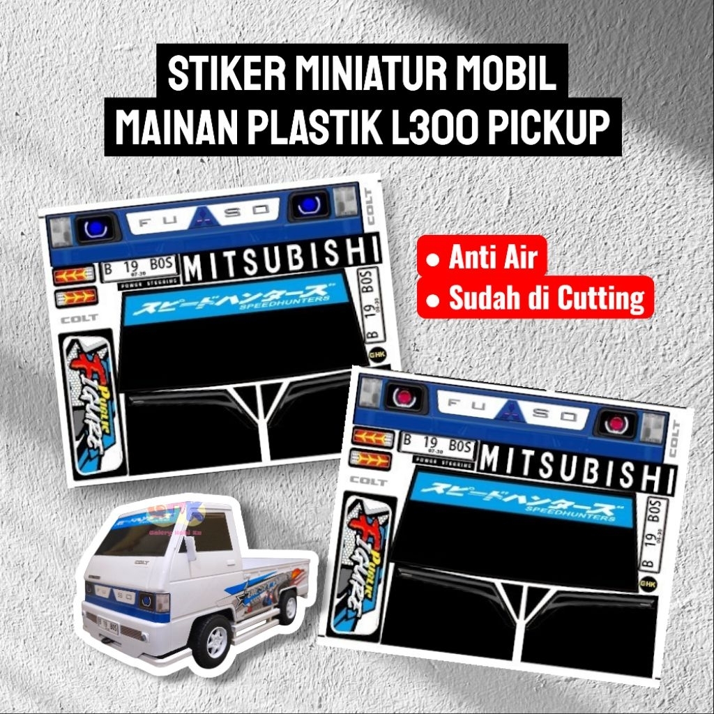 Stiker Modif Mobil Mainan L300 Putih Versi Grill Biru