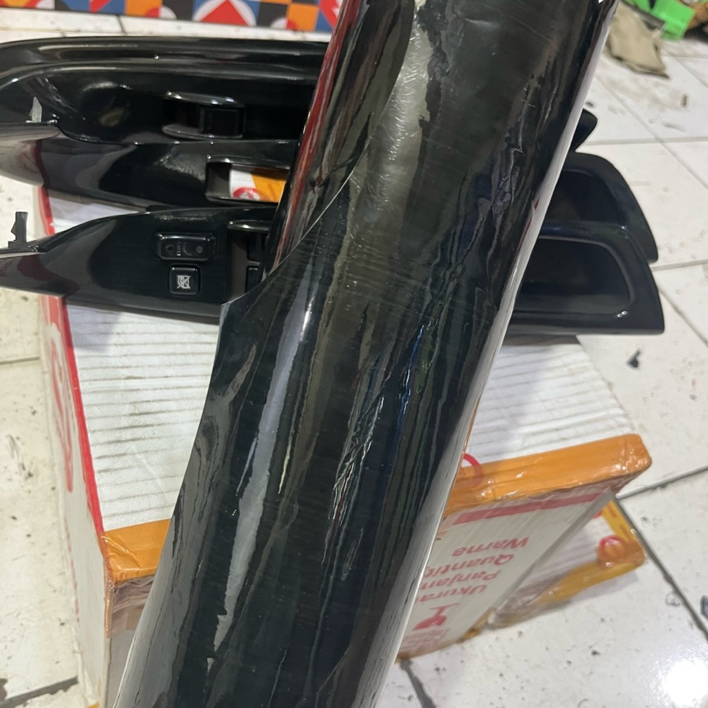 stiker motif serat kayu hitam stiker panel mobil