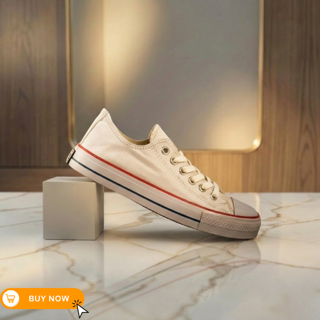 Converse All Star Classic Low Putih Biru Merah Kanvas Premium Original 100%