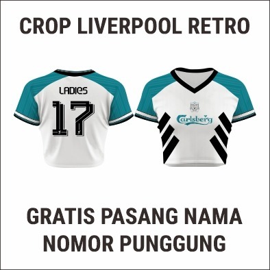 Jersey Croptop Wanita RIVERPOOL RETRO 1989 Free Nama & Nomor