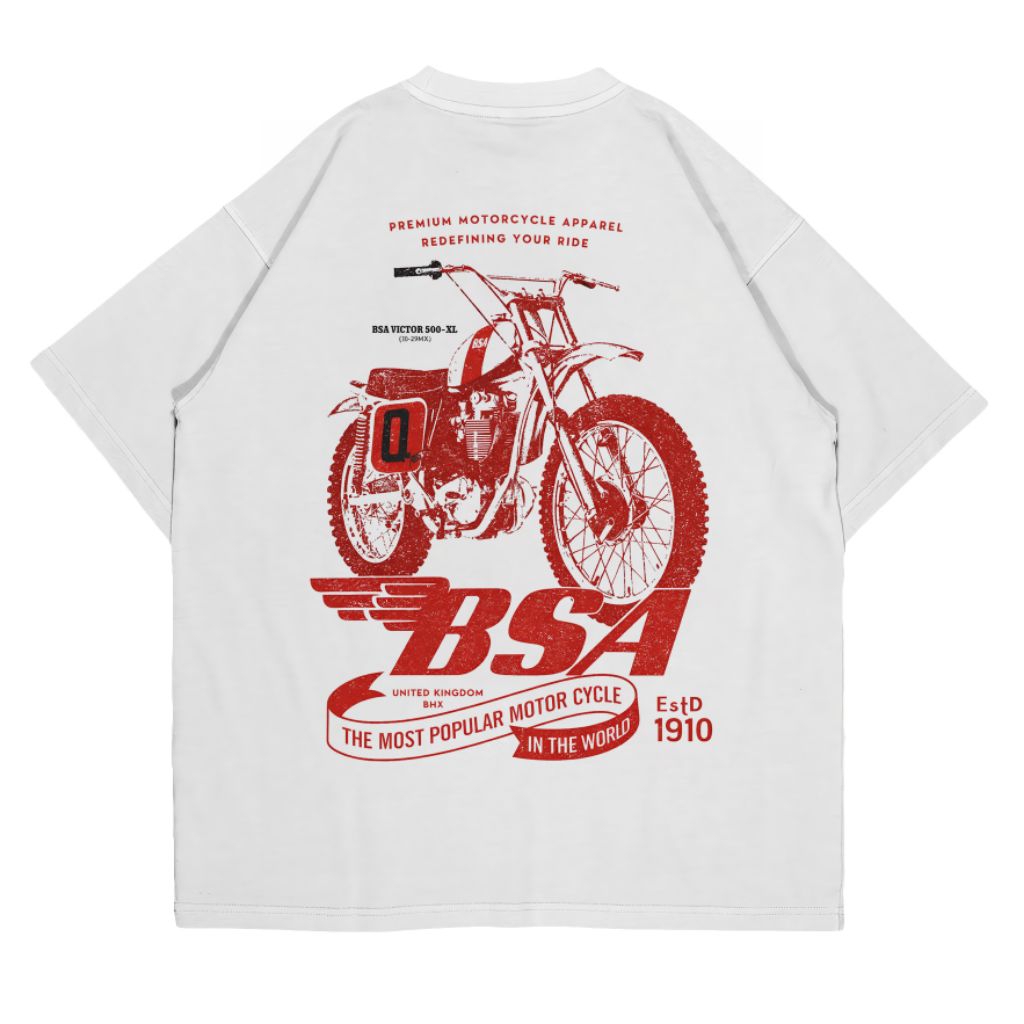 Kaos Vintage BSA Motorcycle Combed Premium 24s Pria dan Wanita