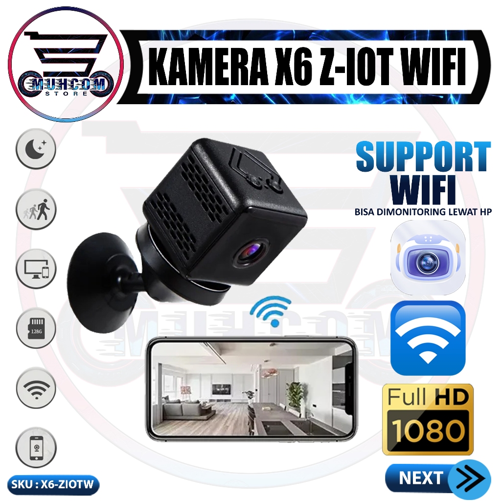 Kamera CCTV Mini Portabel X6 WiFi Full HD 1080P Kamera System Keamanan Rumah Kecil Tersembunyi