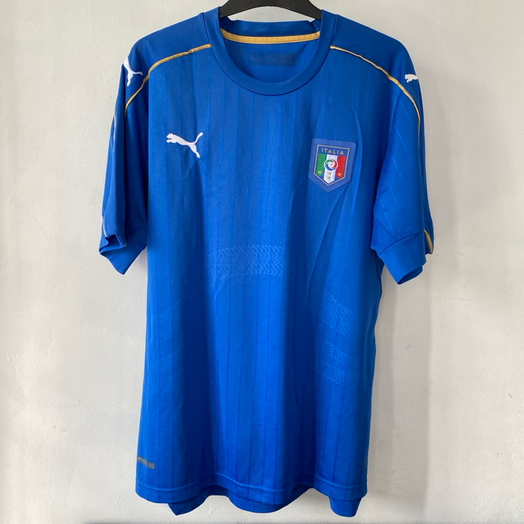 Preloved Kaos Jersey Dry-fit Puma Blue Italia Sz XXL Logo bordir detail ukuran lengkap di deskripsi