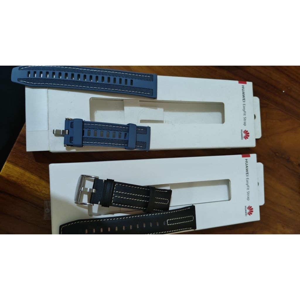 Strap Huawei original Hitam Kulit blue nyoln 1 set bisa semua jam huawei (46/22m)