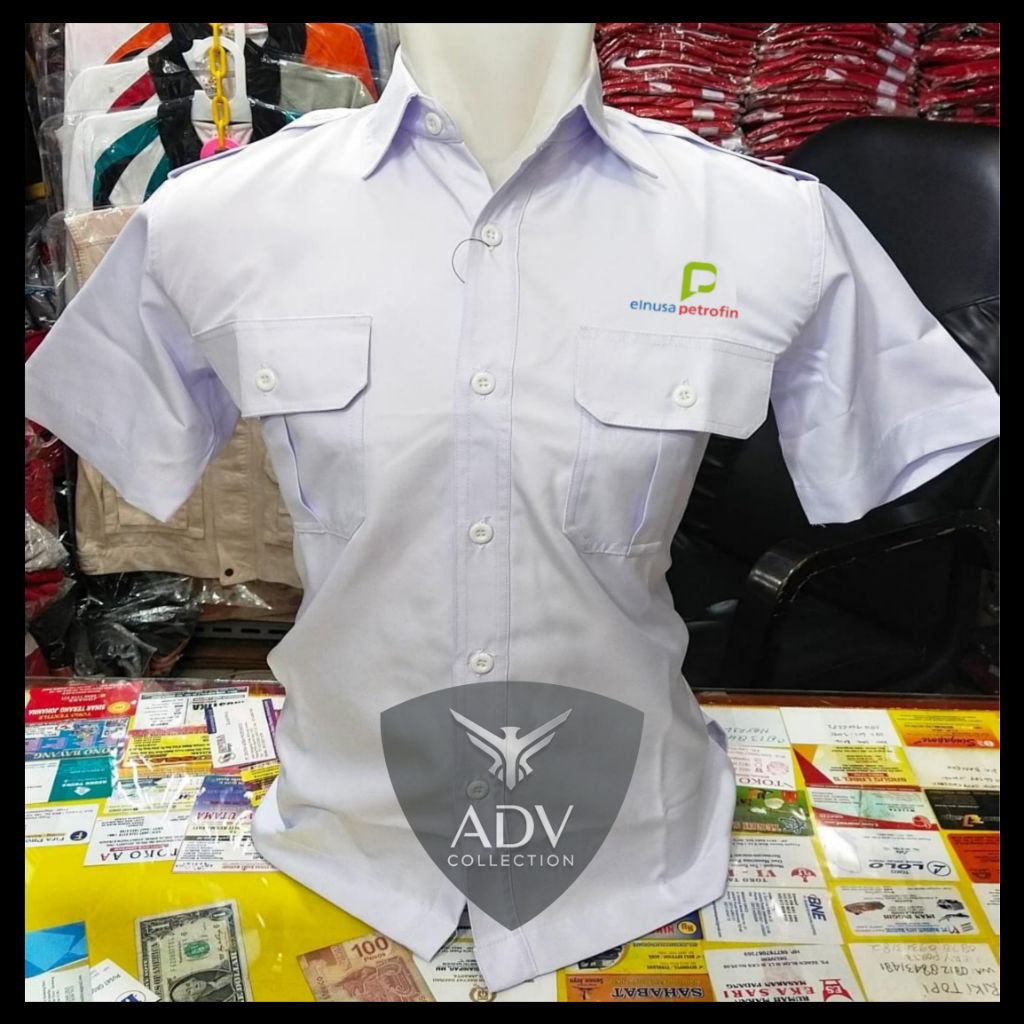 Kemeja Elnusa Petrofin Seragam ELNUSA PETROFIN Putih PDH Lengan Pendek Pria