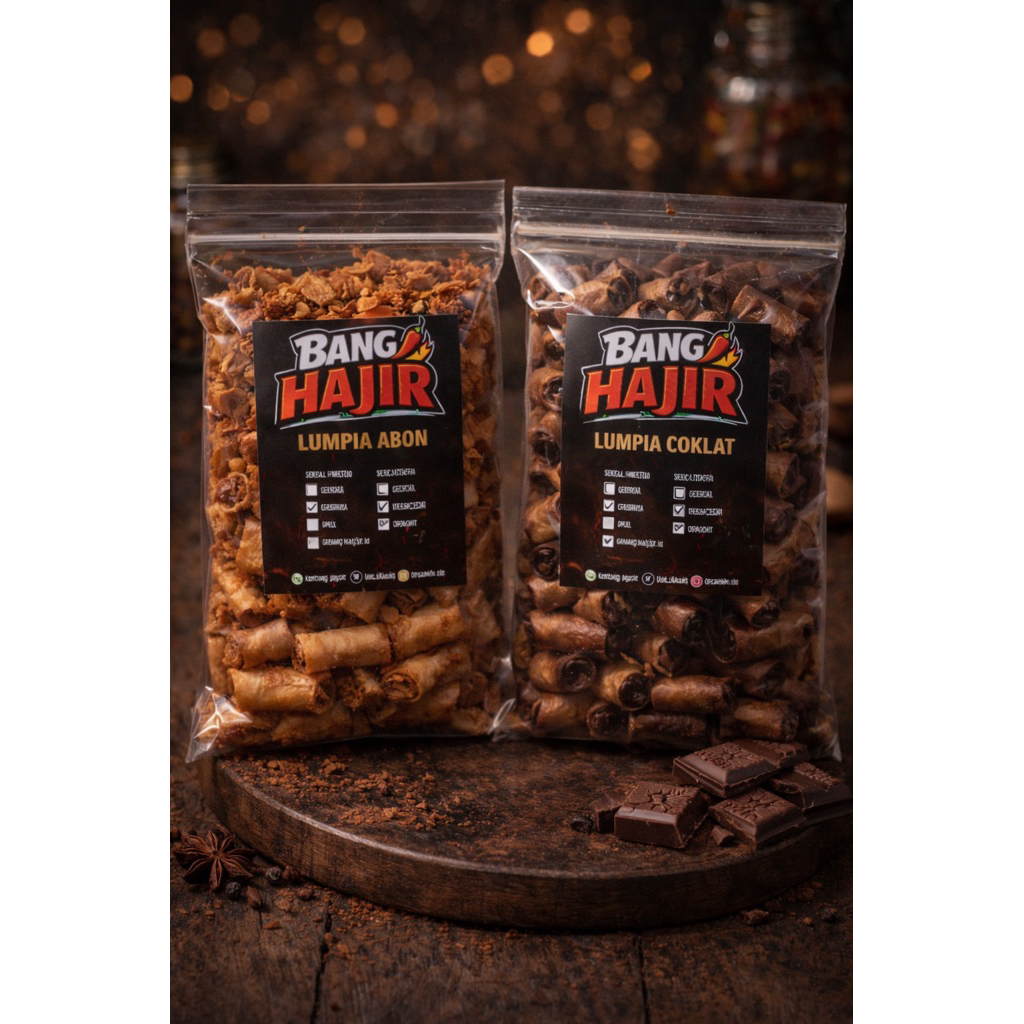 Snack Kering Lumpia Abon, Lumpia Coklat, Gurih/Manis