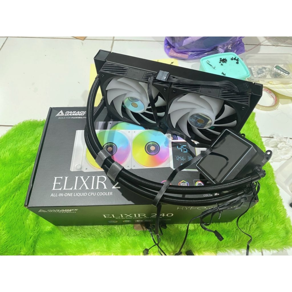 CPU Cooler AIO Water Cooling Paradox Gaming Elixir 240 ARGB Display Monitor - Second Like New