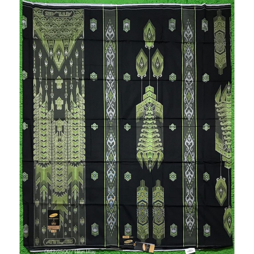 Sarung ATLAS Super Premium 980 Motif A9 JDA Hitam Hijau 02