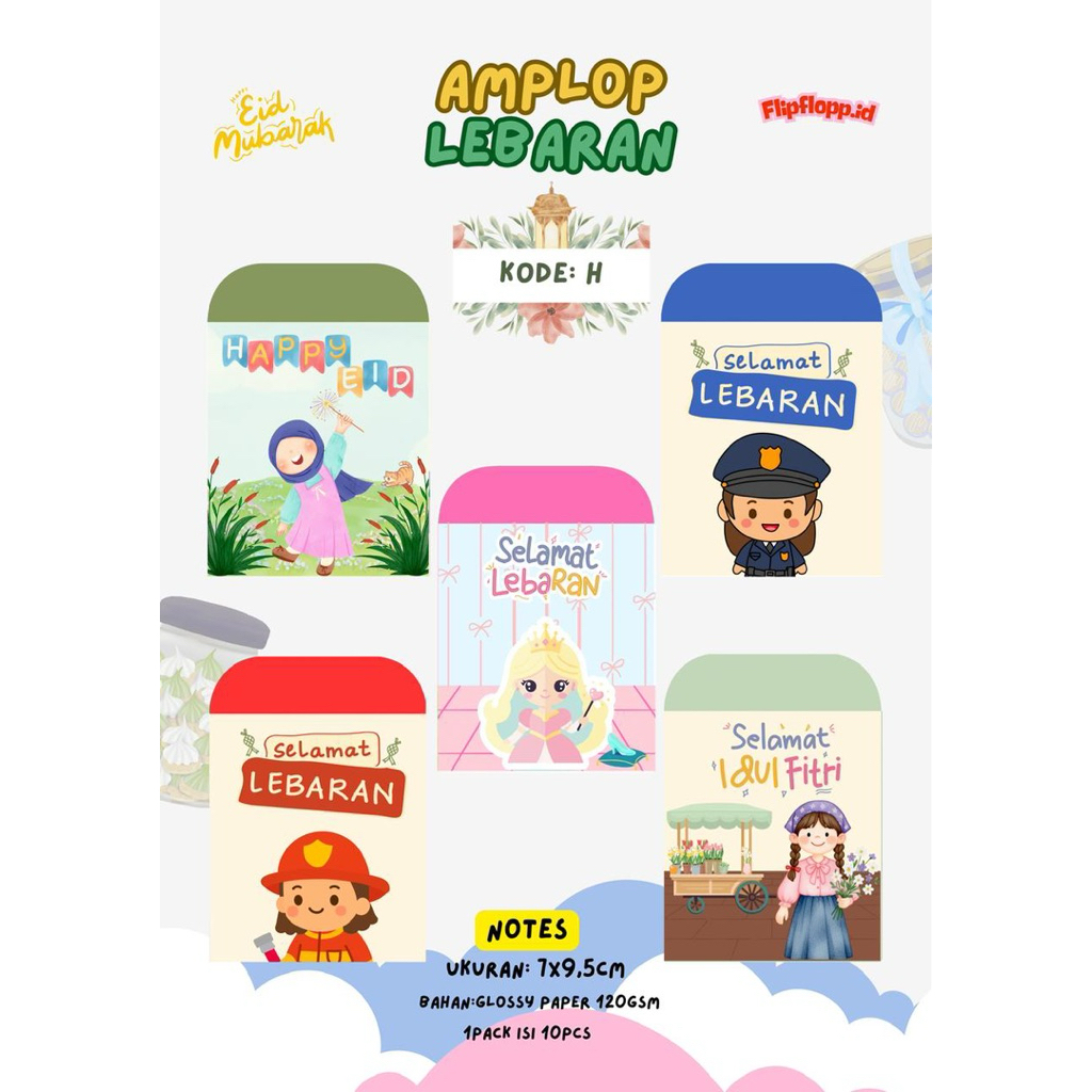 Amplop THR / Amplop Lebaran / Amplop Anak / Amplop Idul Fitri / Amplop Lebaran Anak Lucu & Estetik