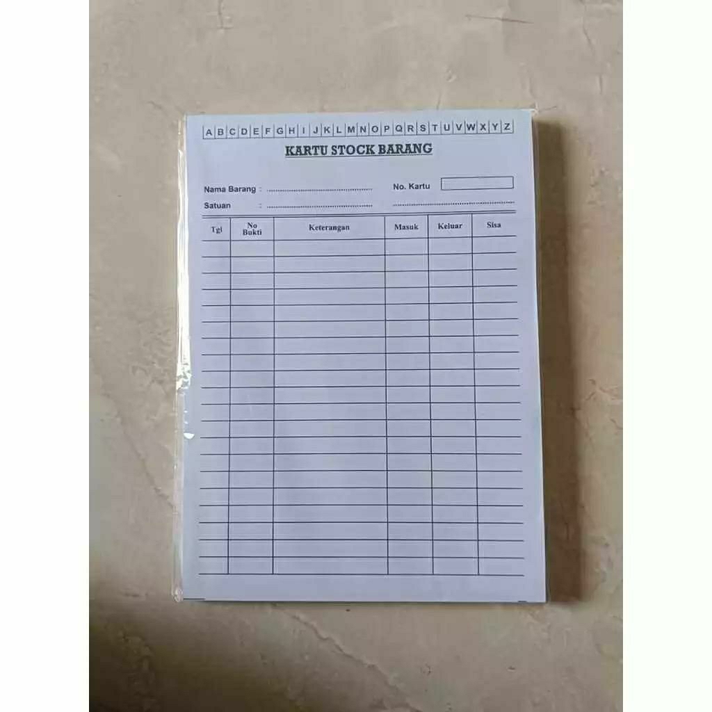 Kartu stock barang Ukuran kwarto & Folio