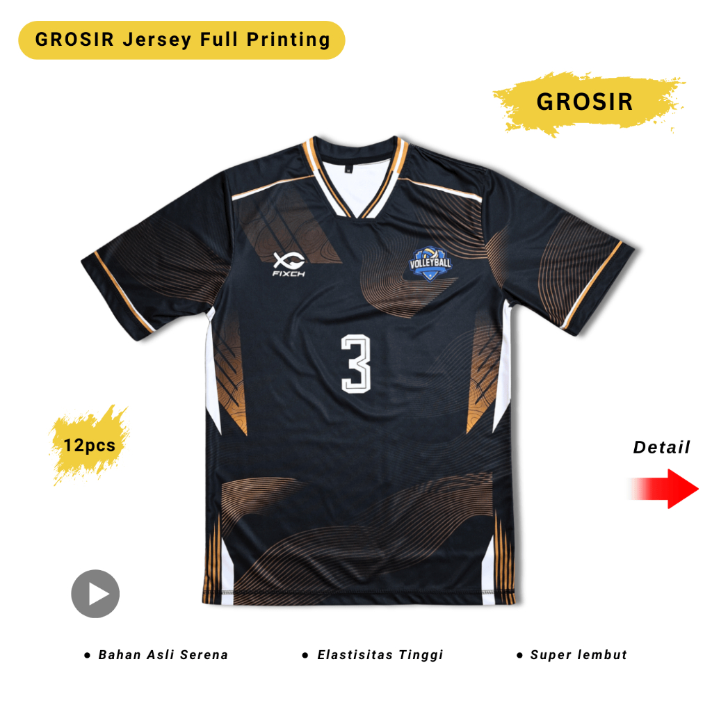 Grosir Jersey Voli Full Printing Pria Wanita Baju Volly Ball Kaos Cewek Cowok Unisex Motif Z3