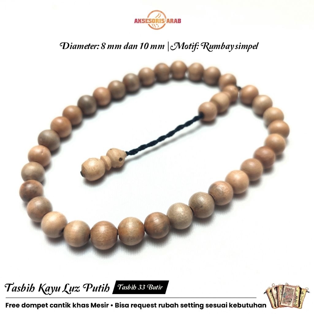 Tasbih Luz Putih Mix Yuser Laut Merah 33 Butir Asli Mesir