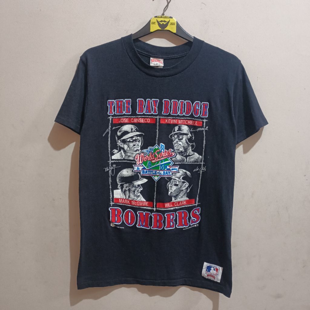 Vintage Nutmeg 1989 World Series Bay Bridge Bombers Giants Athletics MLB T-Shirt