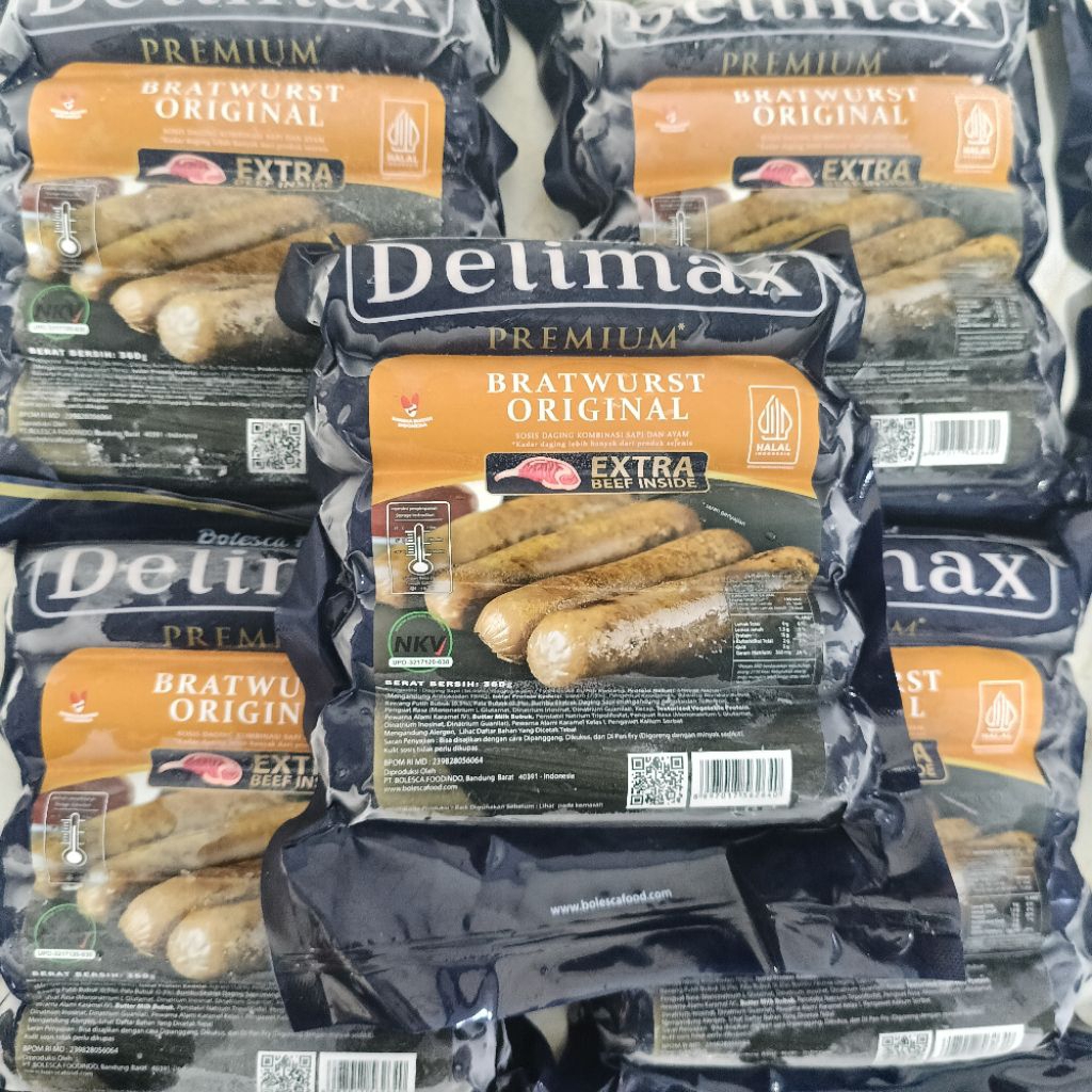 Delimax Sosis Premium Bratwurst Original 360g – Extra Beef Inside