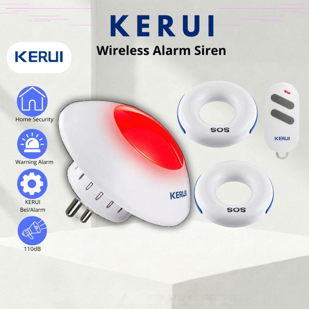 KERUI Alarm Rumah Strobe Sirine J009 Indoor Alarm 2 Tombol SOS Waterproof sirine Set