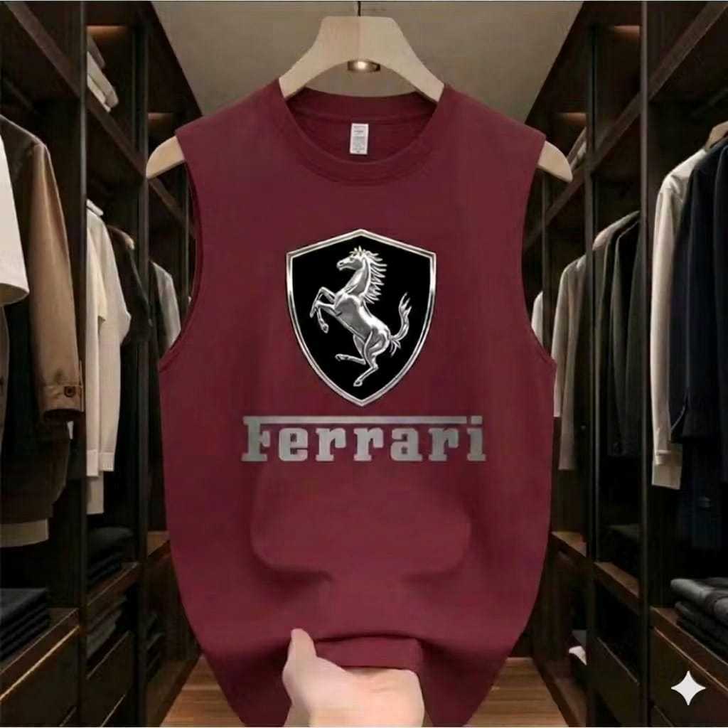Kaos Singlet Pria Ferrari Big Size 7XL 6XL 5XL 4XL 3XL 2XL XL L M S Kaos Korean Style Harajuku Hip H