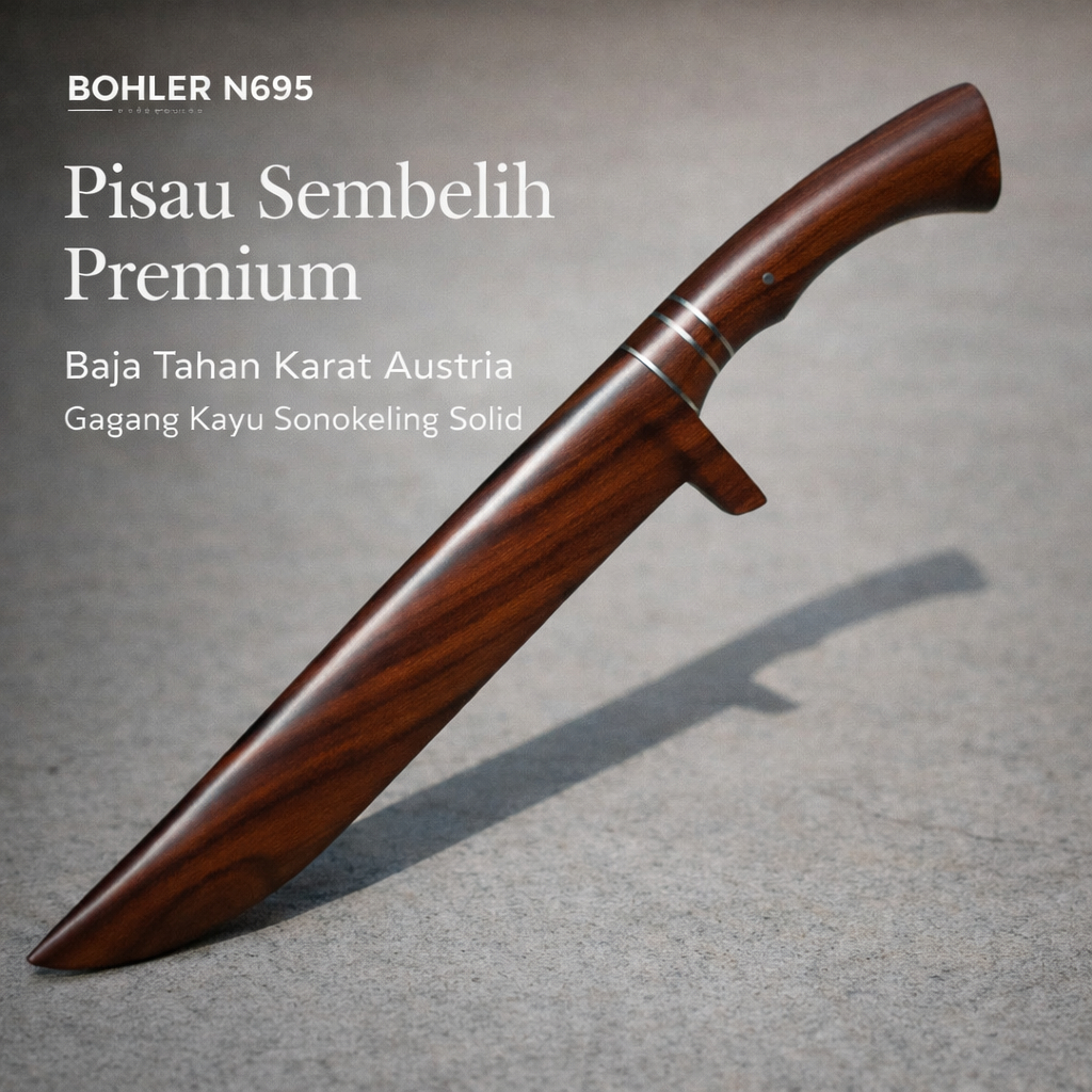 Pisau Bohler N695 Stainless Steel Super Tajam Full Kayu Sonokeling Anti Karat Premium