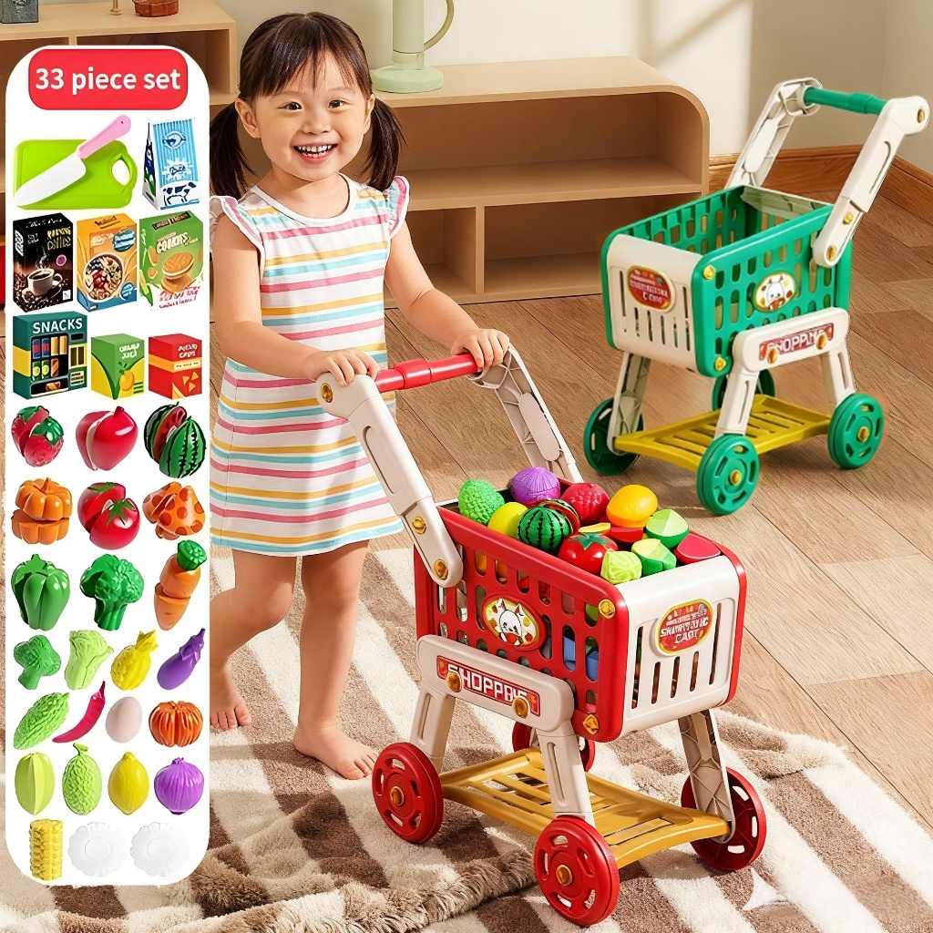 Keranjang Mainan Troli Anak Perempuan Troli Mainan Anak Keranjang Dorong Mainan Anak Troli Kereta