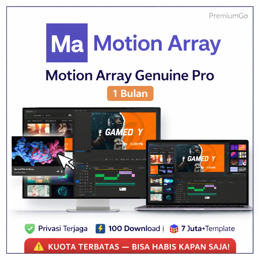 [24/7] Motion Array Genuine Pro 1 Bulan | 100 Download Template | Akun Privat Aman