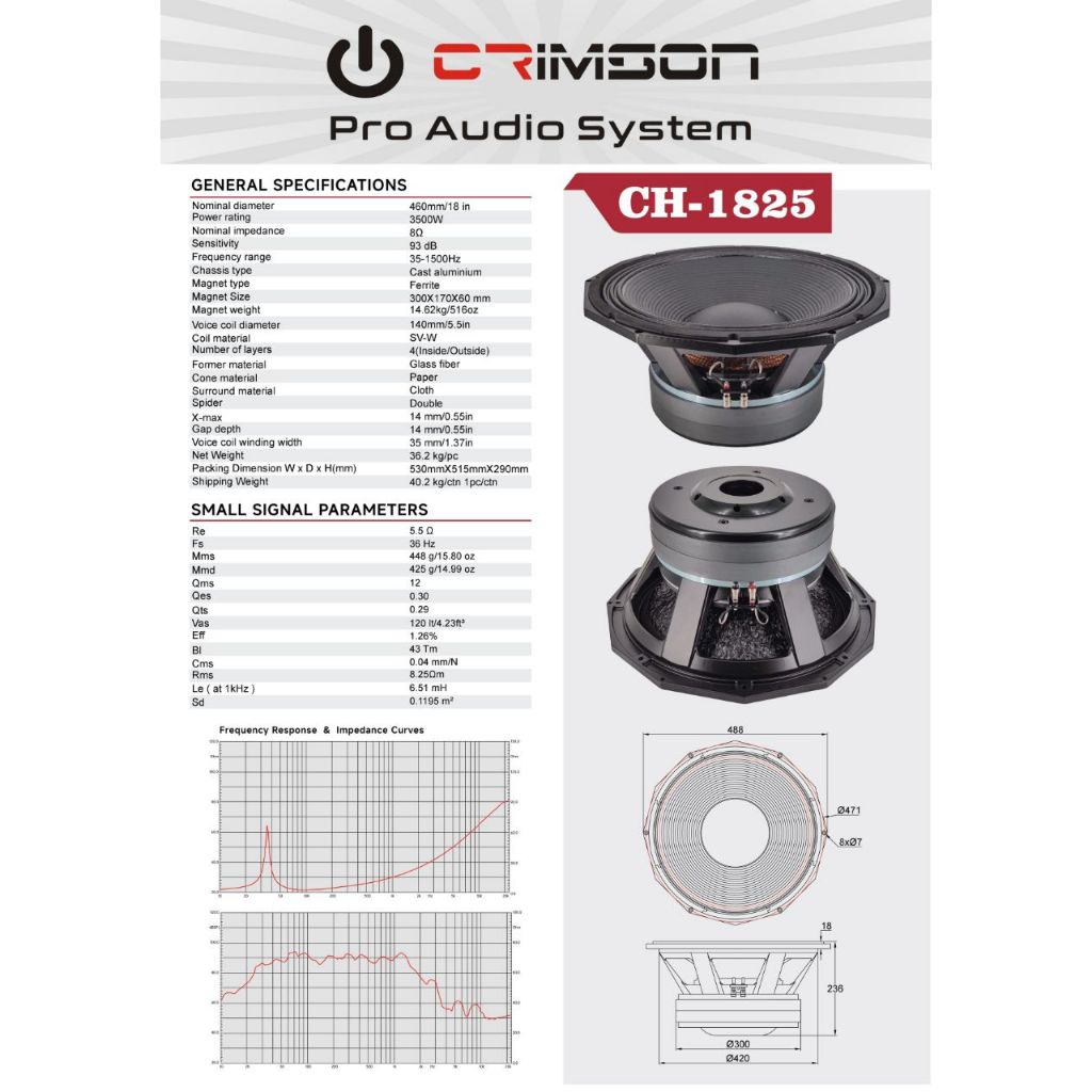Speaker Komponen Crimson 18” CH-1825