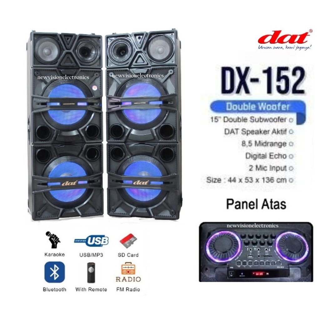 SPEAKER ACTIVE PASSIVE DAT DX152 SPEAKER AKTIF PASIF DAT DX-152 KARAOKE15INCH DOUBLE SUB HARGA 1SET