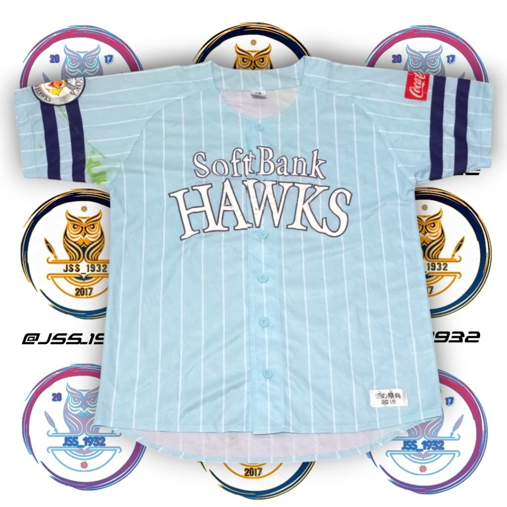 Jersey Baseball FUKUOKA SOFTBANK HAWKS 2019 Kit ORIGINAL Murah Retro Vintage Rare Blokecore Olahraga