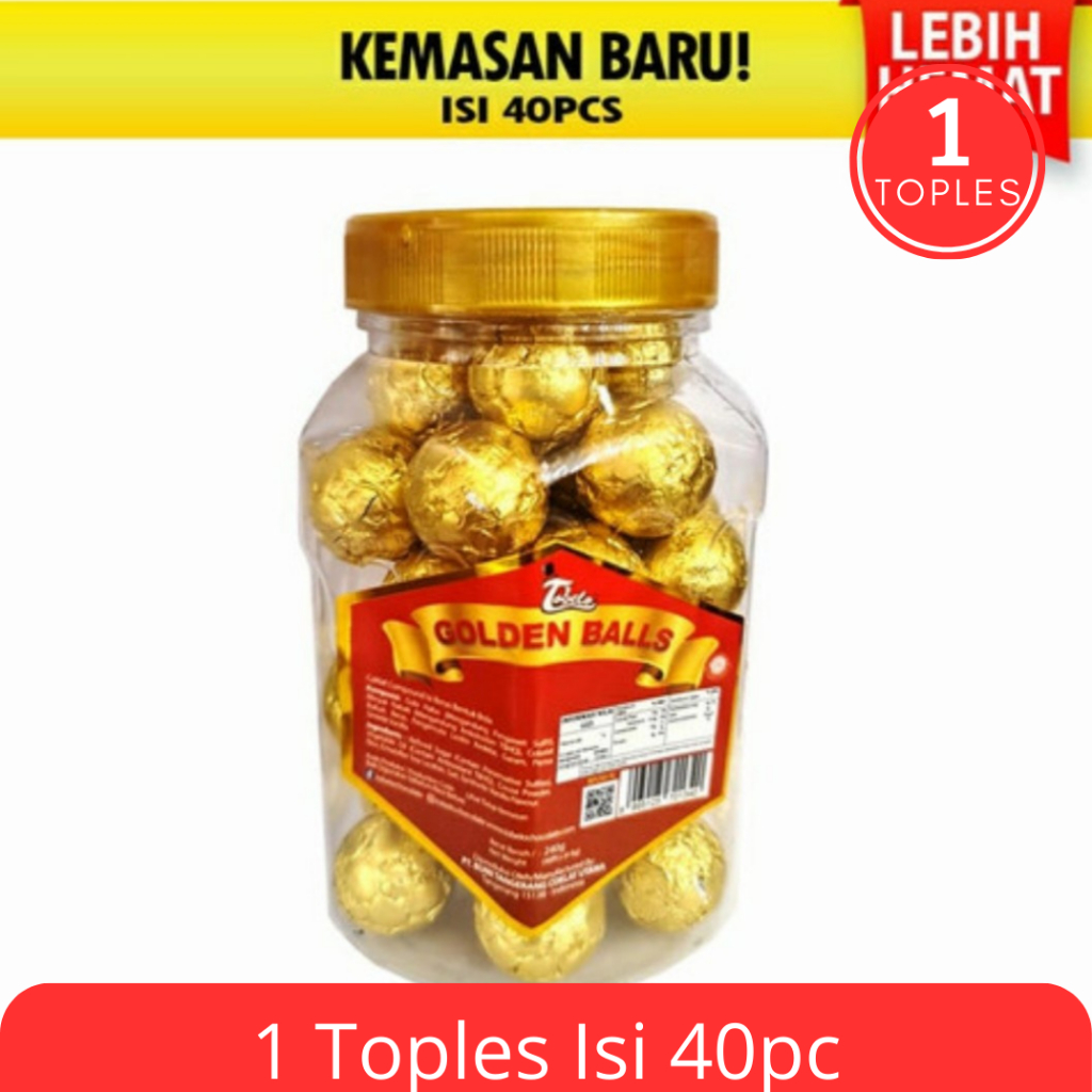 Coklat Golden Balls 200gr Isi 40pcs – Permen Coklat Bola Crispy Isi Banyak