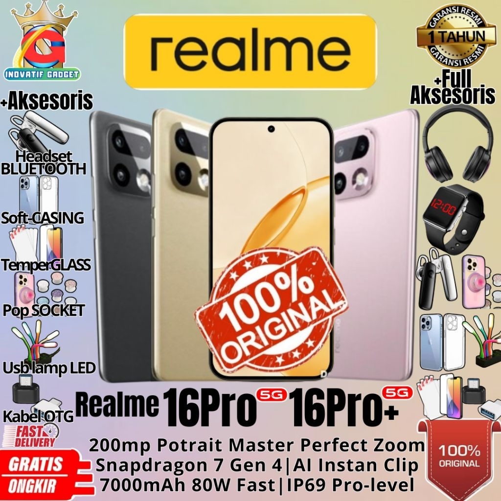HP BARU REALME 16Pro 5G | REALME 16 Pro Plus 5G 12/512GB & 12/256GB Ram Upto 26GB 200mp Potrait Mast